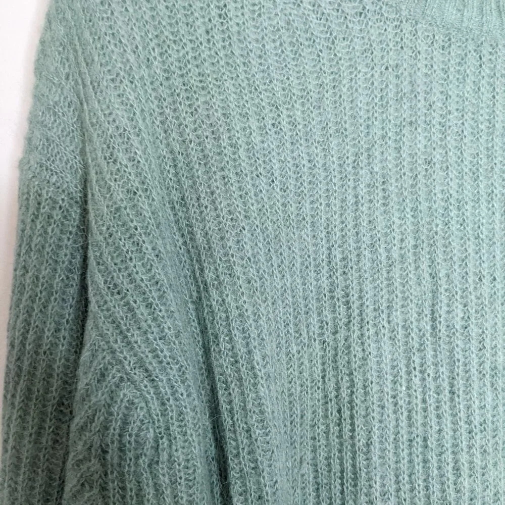 Everlane Sea Green The Alpaca Crew Sweater Long Sleeve Ribbed Size M - Picture 7 of 7